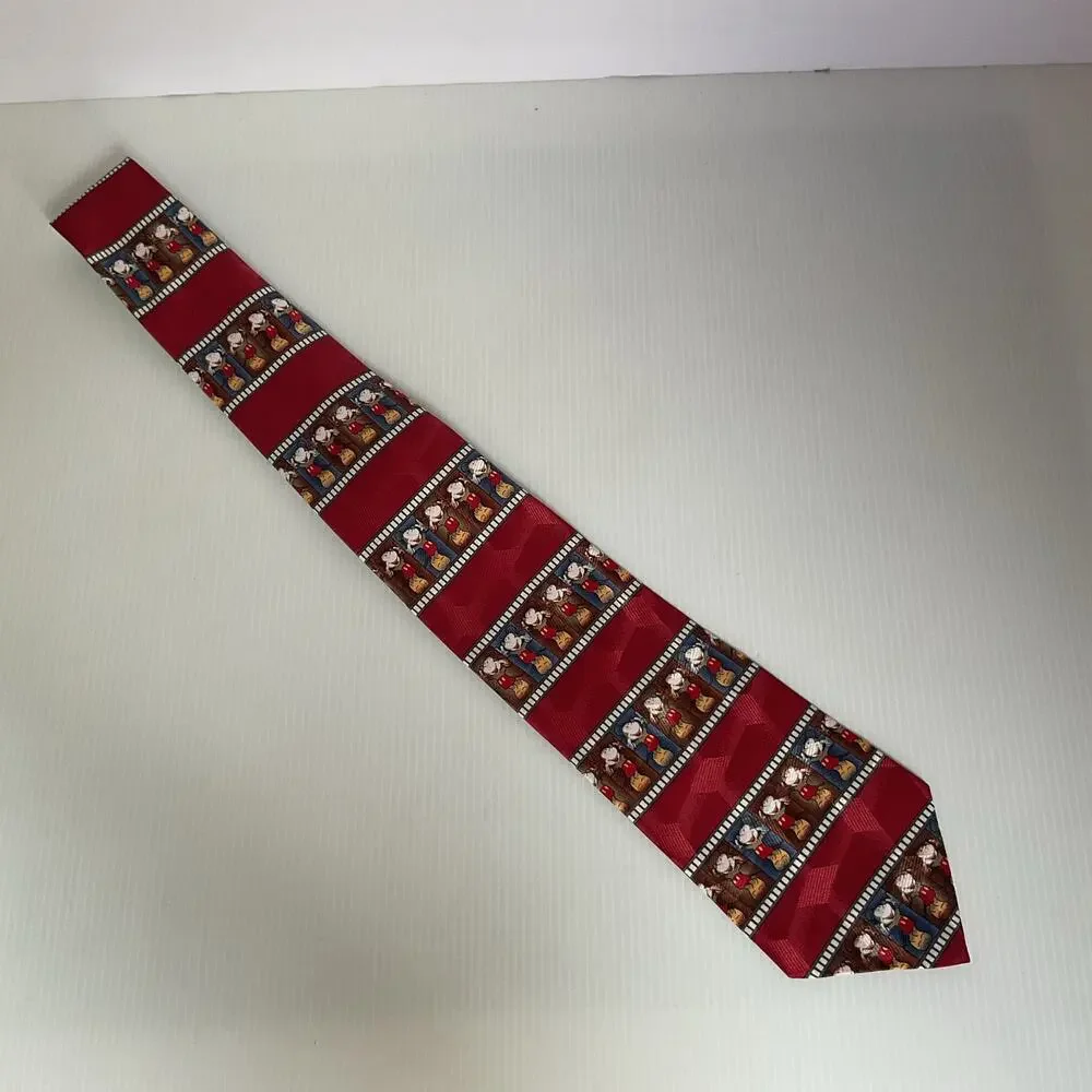 Vintage Disney Mickey Mouse Necktie 90s Tie Red Film Strip Character